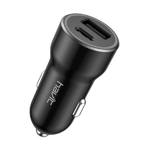 HV-CC613 USB-A And Type-C Port Car Charger 20W شاحن موبايل للسيارة