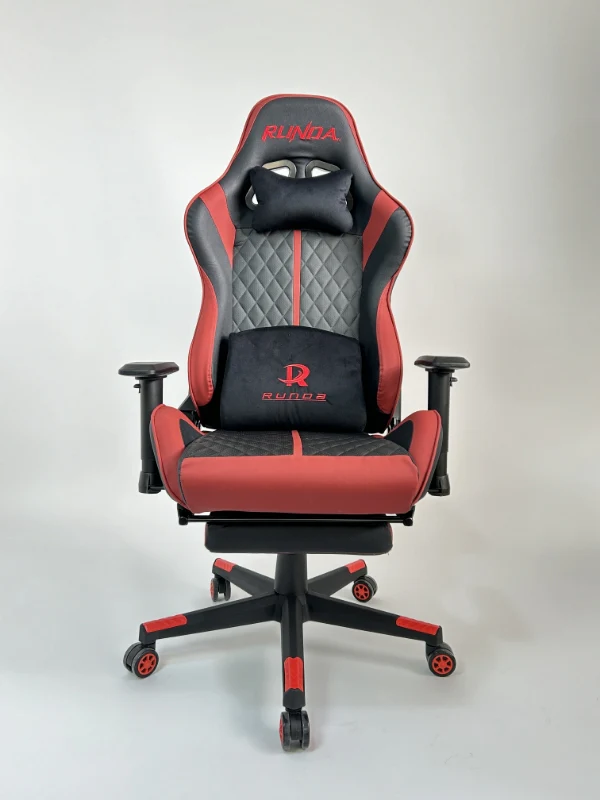 كرسي RUNDA GAMING CHAIR RD-6035 FOOTREST BLACK+RED