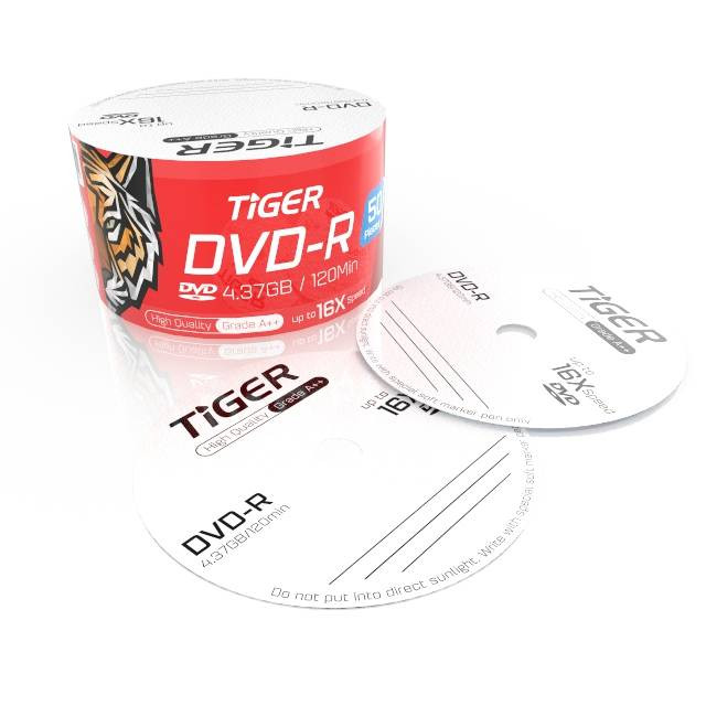 أقراص ديفيدي فارغة تايجر - 50 قرص - Tiger Blank DVD-R 4.37GB-120Min - 50 pcs Pack-