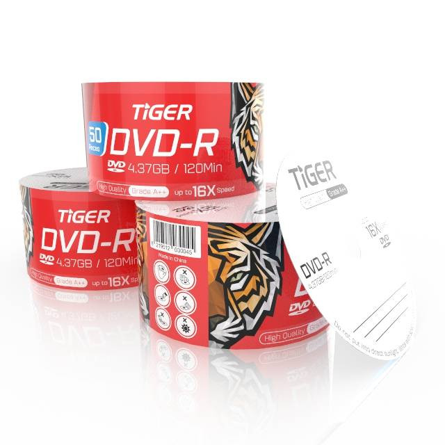 أقراص ديفيدي فارغة تايجر - 50 قرص - Tiger Blank DVD-R 4.37GB-120Min - 50 pcs Pack- - الصورة 2