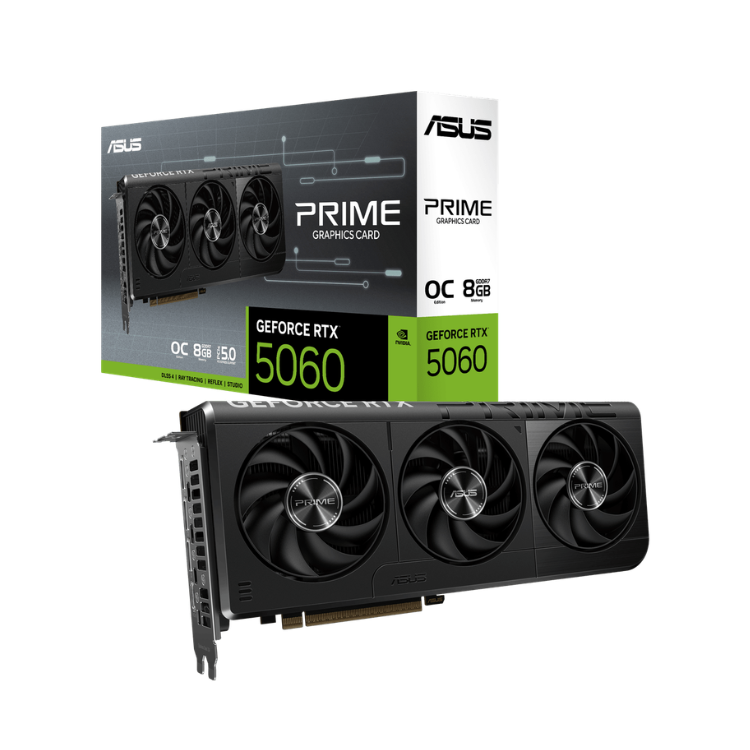 ASUS PRIME GeForce RTX 5060 OC Edition | 8GB GDDR7 | 128-bit | 28Gbps | 2595MHz | Triple Fan