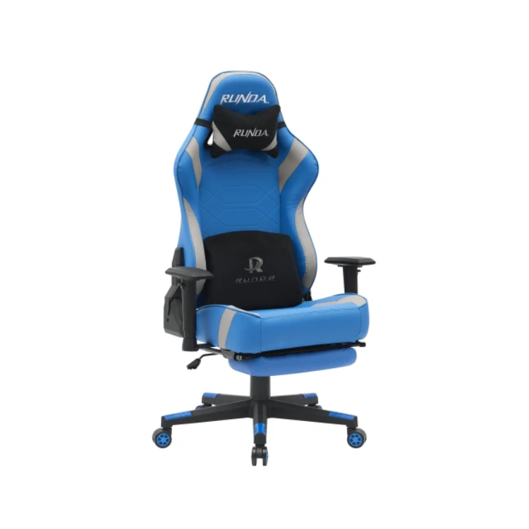 كرسي RUNDA GAMING CHAIR RD-1009 FOOTREST BLUE+GREY