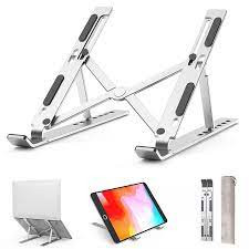 حامل لابتوب ألومنيوم قابل للطي(مقاس 10‑15.6 إنش) Adjustable Aluminum Laptop Stand – 10‑15.6″ Foldable - الصورة 2