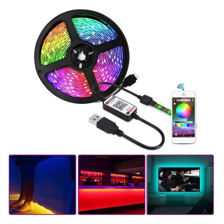 شريط إضاءة LED ذكي 5 متر بتحكم عبر البلوتوث والتطبيق – Xtrike Me Xtrike Me 5M RGB LED Strip (HT-5050-B5) USB BT App Control