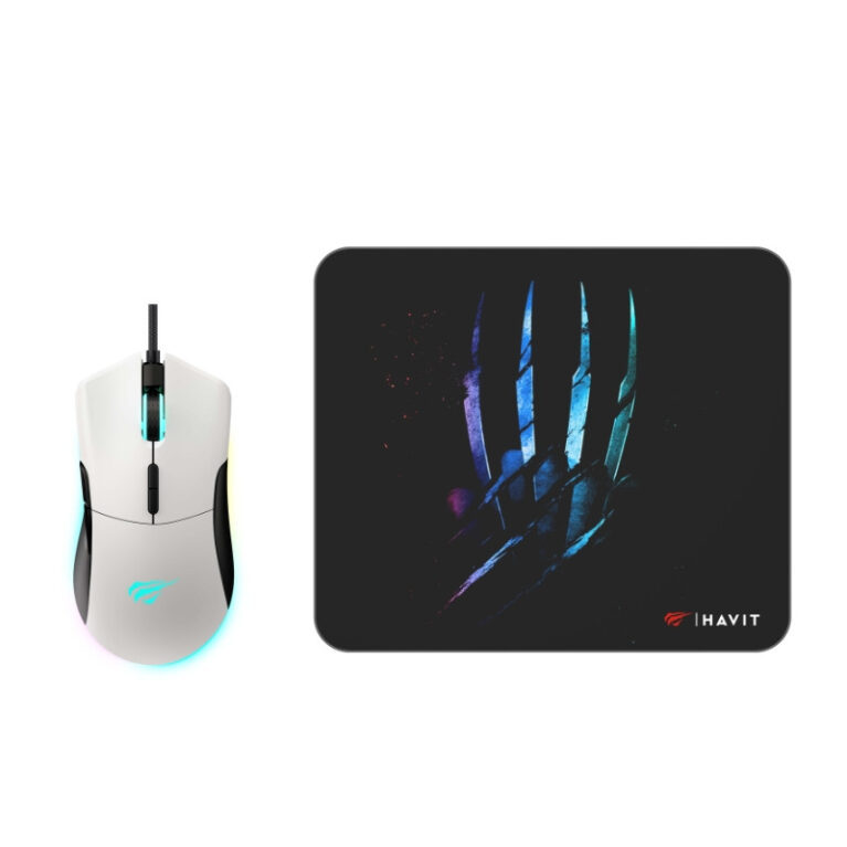 طقم ألعاب من هافيت – ماوس مع باد ماوس بإضاءة RGB HAVIT GAMENOTE MS1037CM-WB Gaming Mouse and Mouse Pad Combo