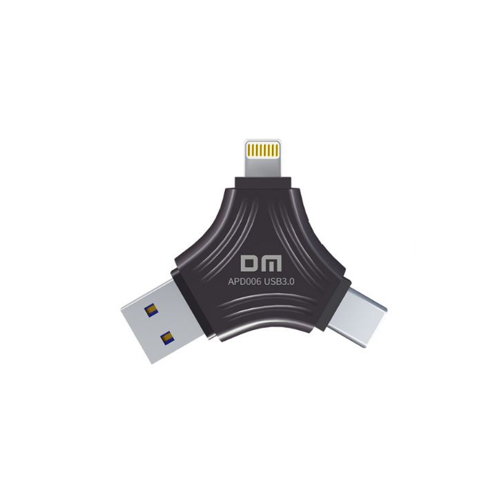 فلاشة ثلاثية المنافذ DM – 128GB DM APD006 3-in-1 Flash Drive 128GB (USB 3.0 - Type-C - Lightning)