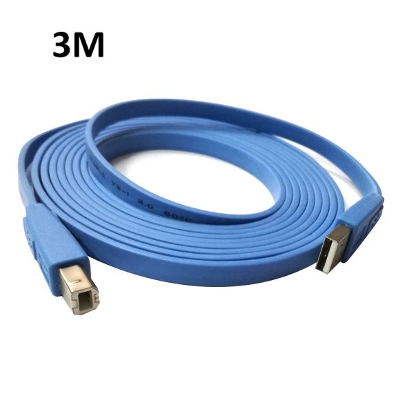 كيبل طابعة USB 2.0 مسطح بطول 3 متر – A إلى B Flat USB 2.0 Printer Cable 3M – Type A Male to Type B Male
