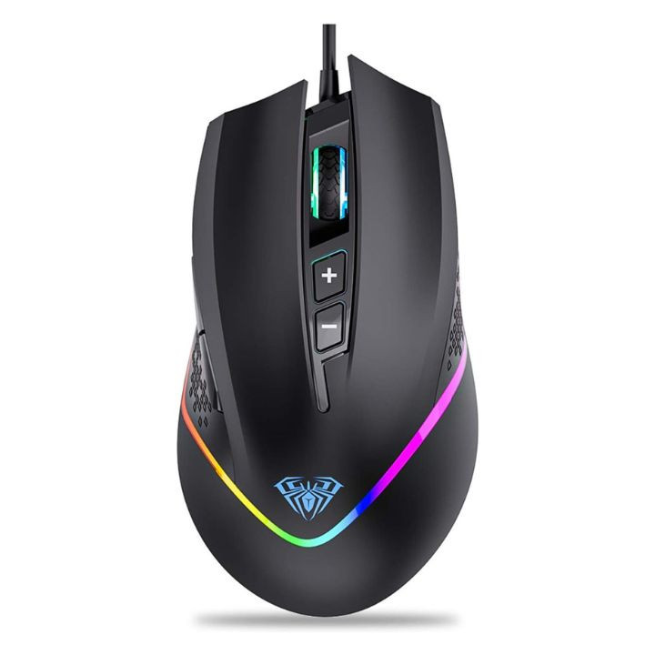ماوس ألعاب سلكي أولا F805 بإضاءة RGB وأزرار جانبية قابلة للبرمجة AULA F805 RGB Wired Gaming Mouse with Side Buttons (Black)