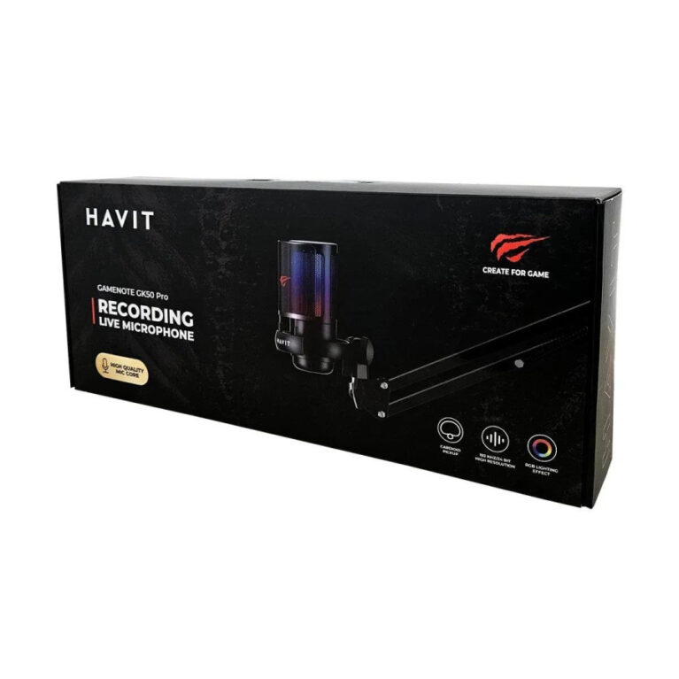 مايكروفون الألعاب والبث الاحترافي Havit Gamenote GK50 PRO RGB Gaming Microphone with Boom Arm