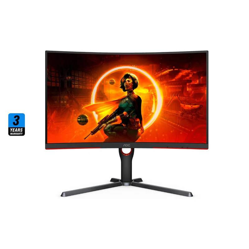 شاشة AOC CQ27G3Z مقاس 27 بوصة بدقة 2K (2560 × 1440) وتردد 240 هرتز ووقت استجابة 0.5 مللي ثانية وفولت أمبير منحنية