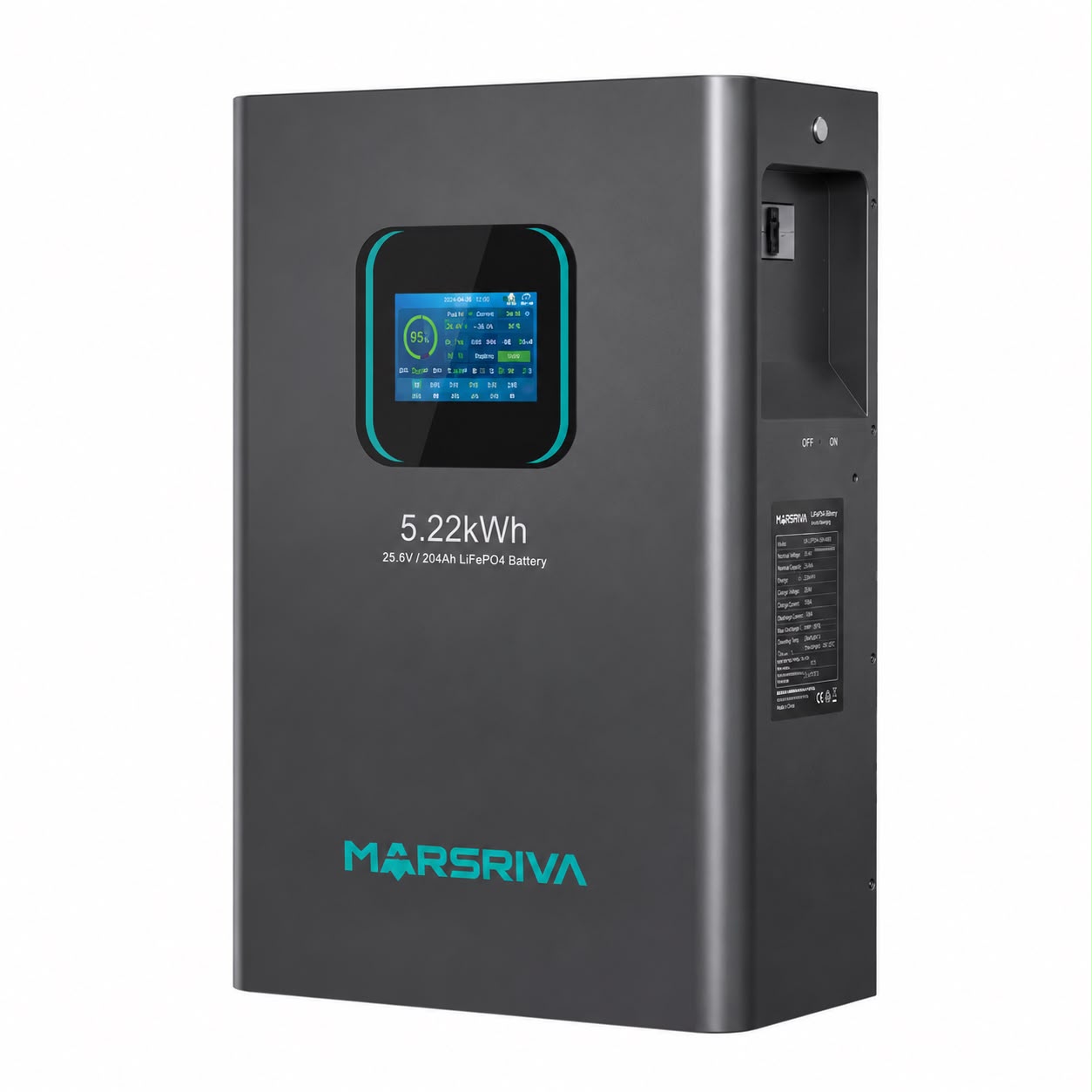 بطارية ليثيوم فوسفات الحديد مارسريفا LiFePO4 5.22 كيلوواط ساعة 51.2V / 102Ah Grade A | MR-LFP48-100-WMD