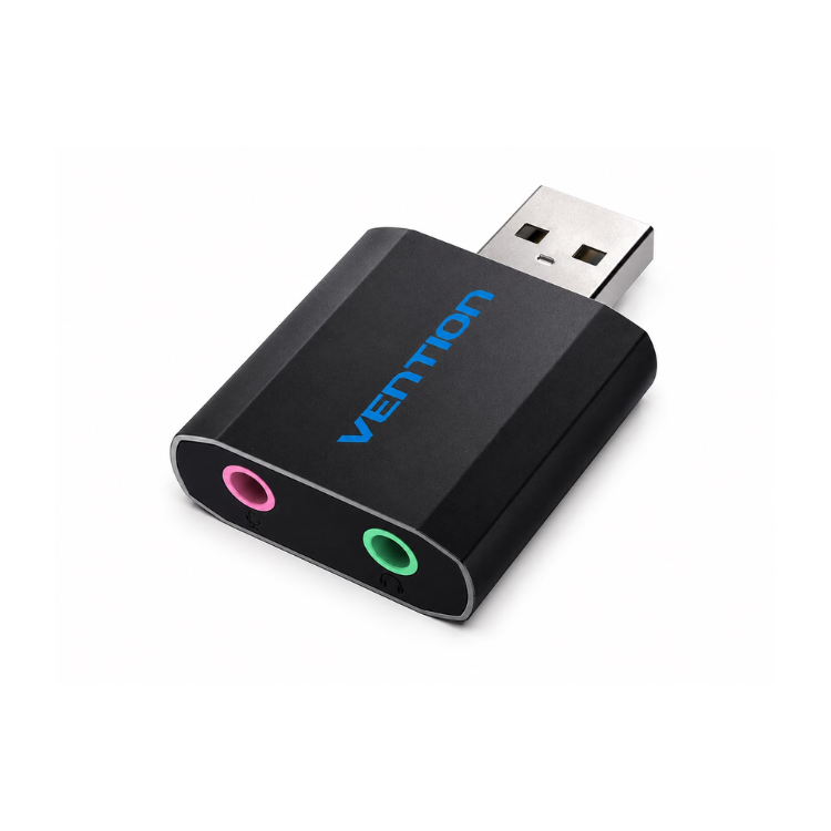 كرت صوت خارجي VENTION USB مع مداخل صوت وميكروفون 3.5mmVENTION USB External Sound Card 3.5mm Audio & Microphone