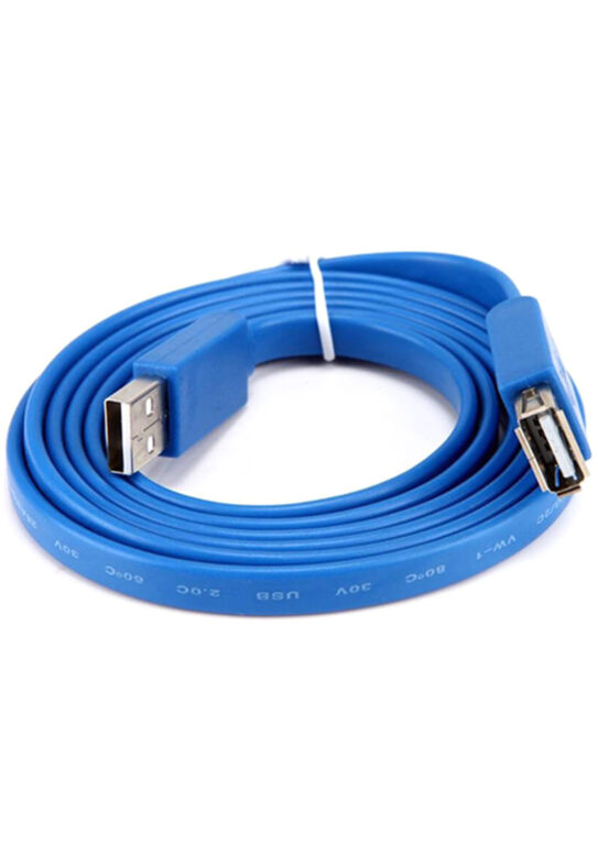 كيبل تمديد هافيت (HAVIT) USB 2.0 فلات بطول 1.5 متر - أزرق