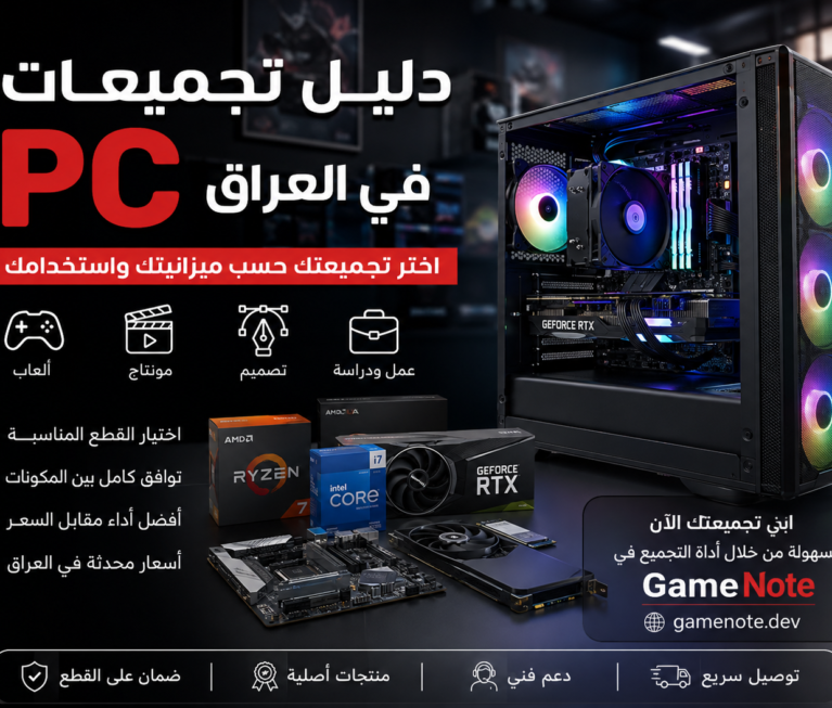 دليل تجميعات PC في العراق واختيار تجميعة كمبيوتر حسب الميزانية من GameNote
