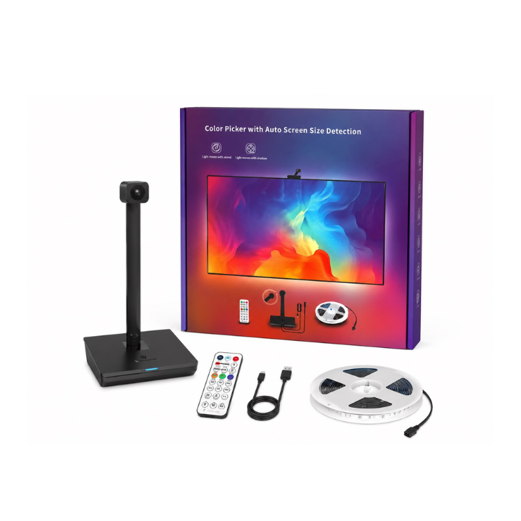 شريط إضاءة ذكي للتلفزيون مع مستشعر اختيار الألوان والكشف التلقائي عن حجم الشاشة GAMENOTE Intelligent Video Light Strip – Color Picker with Auto Screen Size Detection