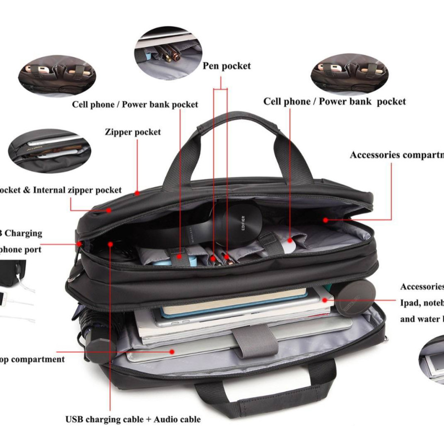 حقيبة ظهر ولابتوب متعددة الوظائف 4 في 1 مع منفذ شحن USB من سومفيس – موديل 9160 SUMFIS 4in1 USB Functional Laptop Backpack – Model 9160 - الصورة 3