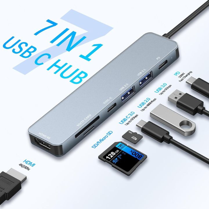 موزع تايب سي 7 منافذ (هاب) USB HUB - 7 in 1 HUB USB-C - الصورة 2