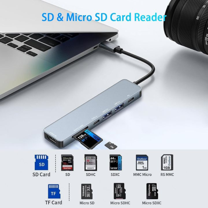 موزع تايب سي 7 منافذ (هاب) USB HUB - 7 in 1 HUB USB-C - الصورة 3