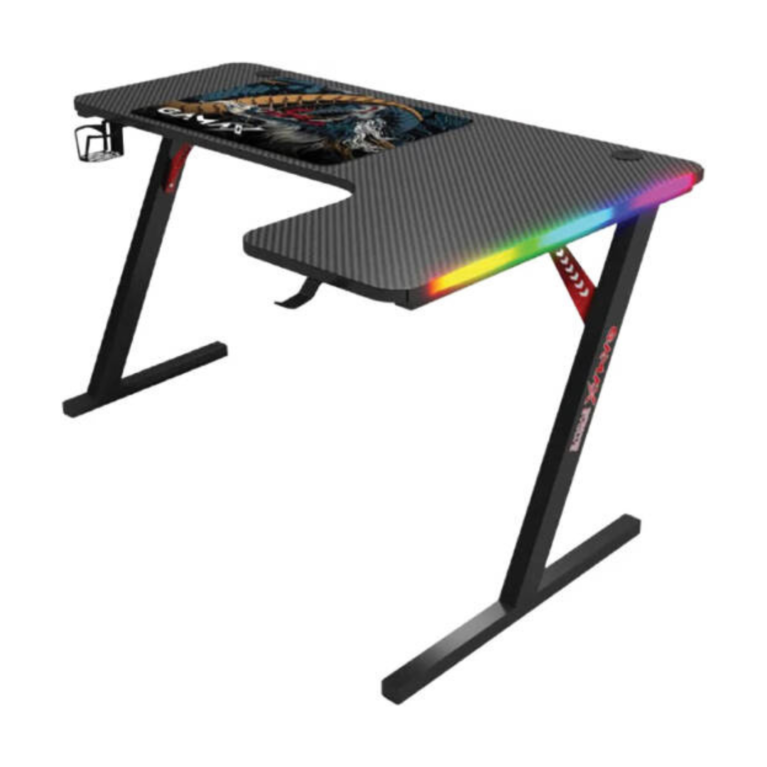 Gamax P201-RB RGB Carbon Fiber L-Shaped Gaming Desk 140×100×74cm – Right – Black