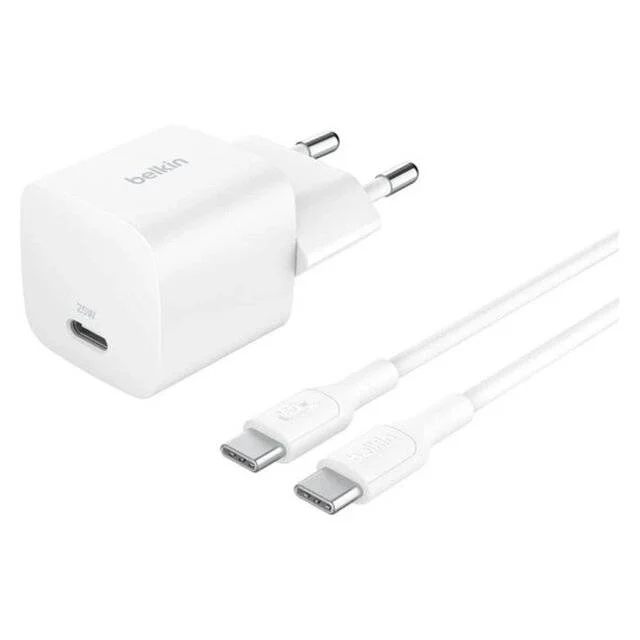 Belkin WCA012 Boost USB-C Charger 25W + USB-C to USB-C Cable (White)