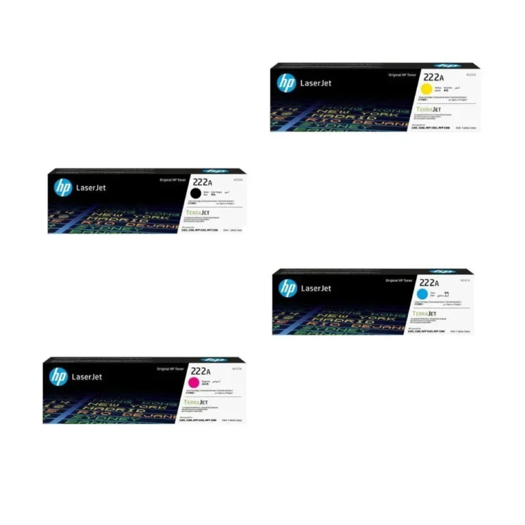 HP Original LaserJet 222A Toner Cartridge – High Yield Print Cartridge Compatible with Select HP LaserJet Printers, Sold as a Set of Four Colors (Black, Cyan, Magenta, Yellow)
