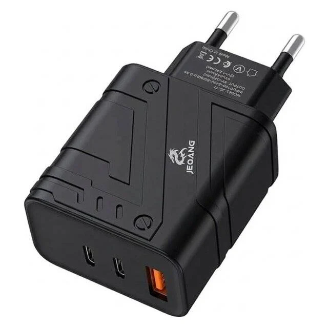JEQANG JC‑77 QC3.0 Type‑C PD Fast Charge (Black)