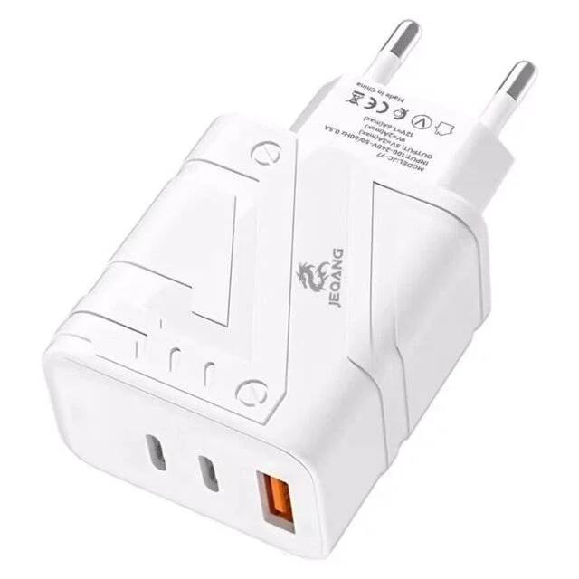 JEQANG JC‑77 QC3.0 Type‑C PD Fast Charge (White)