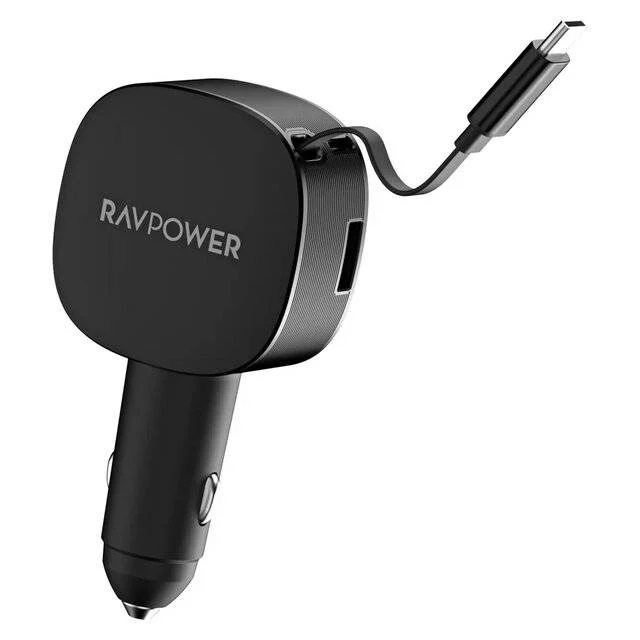 RAVPower RP-VC1021 60W Retractable Cable Car Charger