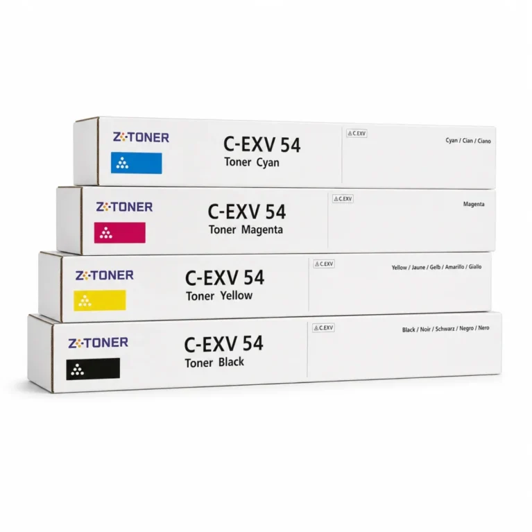 ZK-TONER C-EXV 54 Commercial Compatible Toner Cartridge Set – Cyan, Magenta, Yellow & Black – Replacement Toner for Canon Printers
