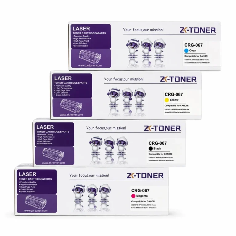ZK-TONER CRG-067 Commercial Compatible Toner Cartridge 4-Pack – Black, Cyan, Yellow & Magenta for Canon i-SENSYS MF650 Series Color Laser Printers